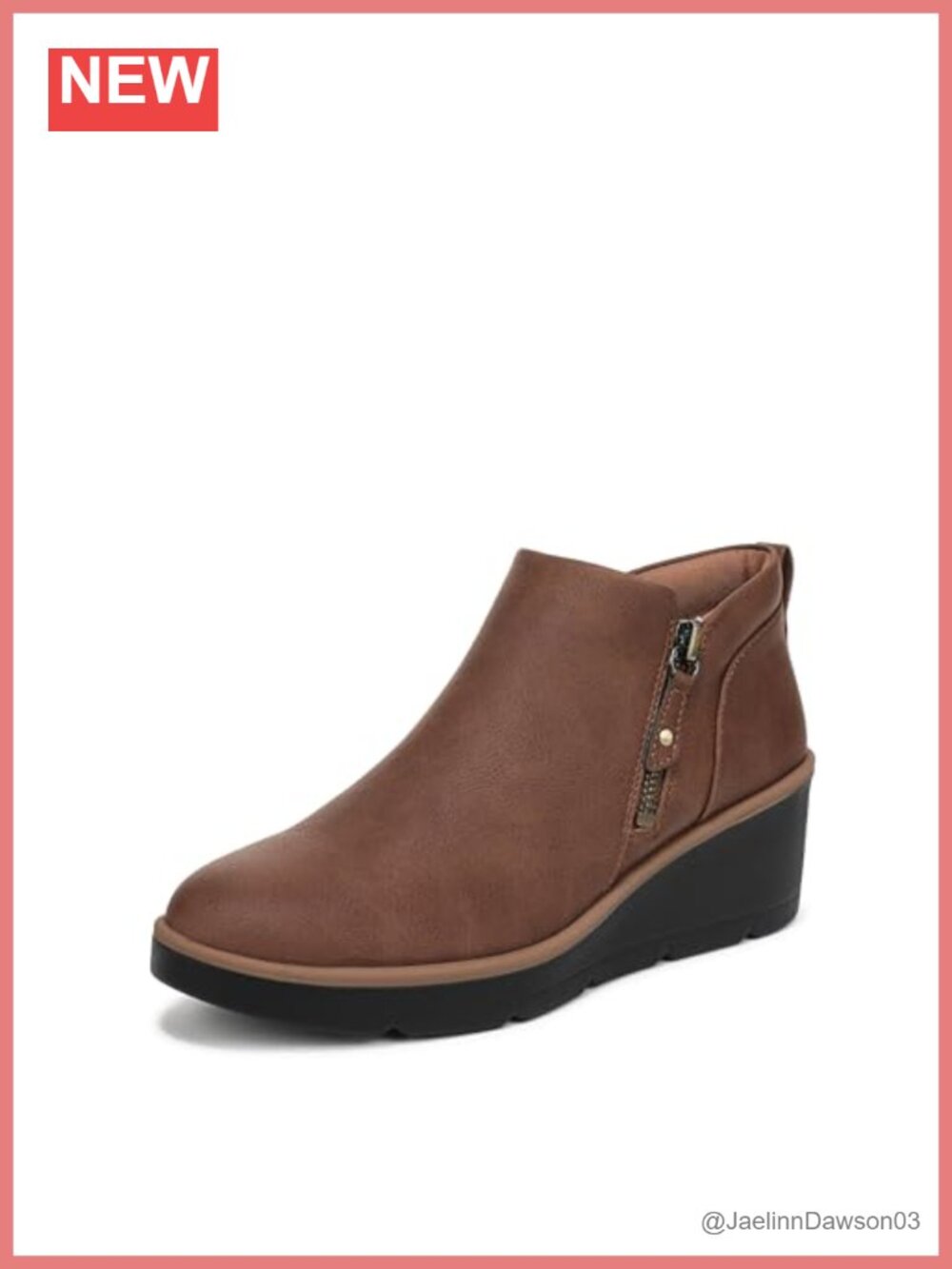 Lizzie Cloud Ankle Boots Side Zip Wedge Heel Faux Leather Women's Bootie